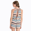 Printed Sleeveless Mock Neck Romper