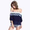 Off The Shoulder Guipure See-Through Blouse