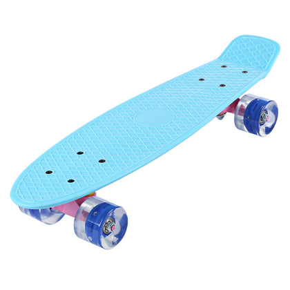 22 Inches Mini Cruiser Banana Style Longboard Pastel Color Board with LED Flashing Wheels