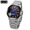 6.11 NO - 009 Male Photovoltaic Energy Quartz Watch Mineral Reinforced Glass Calendar Five-pointed Star Pattern Wristwatch