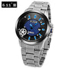 6.11 NO - 009 Male Photovoltaic Energy Quartz Watch Mineral Reinforced Glass Calendar Five-pointed Star Pattern Wristwatch