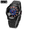 6.11 NO - 009 Male Photovoltaic Energy Quartz Watch Mineral Reinforced Glass Calendar Five-pointed Star Pattern Wristwatch