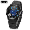 6.11 NO - 009 Male Photovoltaic Energy Quartz Watch Mineral Reinforced Glass Calendar Five-pointed Star Pattern Wristwatch
