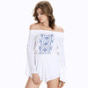 Off The Shoulder Embroidered Bell Sleeve Romper