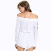 Off The Shoulder Embroidered Bell Sleeve Romper