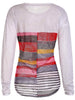 Long Sleeve Striped Irregular Sheer T-shirt