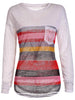 Long Sleeve Striped Irregular Sheer T-shirt