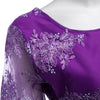 Women Elegant Round Collar Backless Embroidery A-Line Midi Party Dress