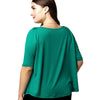 Fashionable V-Neck Openwork 1/2 Sleeve Plus Size Top For Women