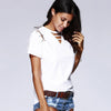 Fashionable Cut-Out Round Neck Top With Lace-Up For Women