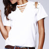 Fashionable Cut-Out Round Neck Top With Lace-Up For Women