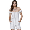 Chic Women's Off The Shoulder Striped Romper