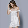 Chic Women's Off The Shoulder Striped Romper