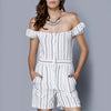Chic Women's Off The Shoulder Striped Romper
