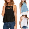 Sweet Spaghetti Strap Lace Openwork See-Through Women's Tank Top