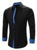 Refreshing Color Block Turn-Down Collar Long Sleeve Shirt For Men