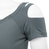 Women Sexy Scoop Collar Short Sleeve Cut Out Pure Color T-Shirt