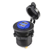 C941 5V 4.2A Double USB Vehicle Power Plug Blue Work Light Water Resistant Motorcycle Socket