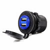 C941 5V 4.2A Double USB Vehicle Power Plug Blue Work Light Water Resistant Motorcycle Socket