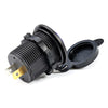 C941 5V 4.2A Double USB Vehicle Power Plug Blue Work Light Water Resistant Motorcycle Socket