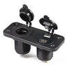 IZTOSS C931 - Z 12 - 24V Double Hole Panel Round Dual USB Vehicle Power Plug Voltmeter Display Cigarette Lighter Water Resistant Marine Socket