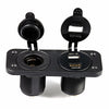 IZTOSS C931 - Z 12 - 24V Double Hole Panel Round Dual USB Vehicle Power Plug Voltmeter Display Cigarette Lighter Water Resistant Marine Socket