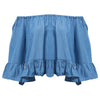 Trendy Off The Shoulder Short Sleeve Flounced Pure Color Blouse for Women