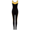 Active Round Collar Color Block Cut Out Jumpsuit for Women