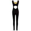 Active Round Collar Color Block Cut Out Jumpsuit for Women