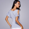 Casual Scoop Neck Cold Shoulder T-Shirt For Women