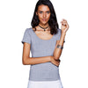 Casual Scoop Neck Cut Out Bowknot T-Shirt For Women