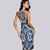 Stylish Round Neck Sleeveless Geometric Midi Dress For Women