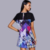 Stylish Jewel Neck Floral Print Shift Dress For Women