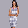 Stylish Jewel Neck Sleeveless Plaid Midi Dress For Women