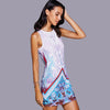 Stylish Round Neck Sleeveless Print Mini Dress For Women