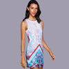 Stylish Round Neck Sleeveless Print Mini Dress For Women