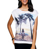 Casual Short Sleeves Print Slit T-Shirt For Women