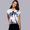 Casual Short Sleeves Print Slit T-Shirt For Women