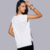 Casual Short Sleeves Print Slit T-Shirt For Women