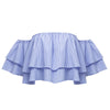 Sexy Off The Shoulder Striped Flounced Blouse for Women