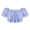 Sexy Off The Shoulder Striped Flounced Blouse for Women