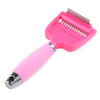 Pet Deshedding Tool 2-in-1 Dogs Cats Fur Long Short Hair Grooming Brush Comb Rake with Soft Silicone Handle