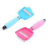 Pet Deshedding Tool 2-in-1 Dogs Cats Fur Long Short Hair Grooming Brush Comb Rake with Soft Silicone Handle