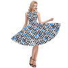 Vintage Round Collar Allover Print Sash Waist A-Line Ball Gown Dress for Women