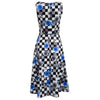 Vintage Round Collar Allover Print Sash Waist A-Line Ball Gown Dress for Women