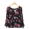 Sexy Plunging Neck Long Sleeve Floral Print Blouse For Women