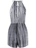 Cut Out Sleeveless Tie-Dye High Neck Romper