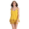 Spaghetti Strap Crochet Trim Low Cut Back Slit Romper