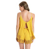 Spaghetti Strap Crochet Trim Low Cut Back Slit Romper