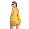 Spaghetti Strap Crochet Trim Low Cut Back Slit Romper